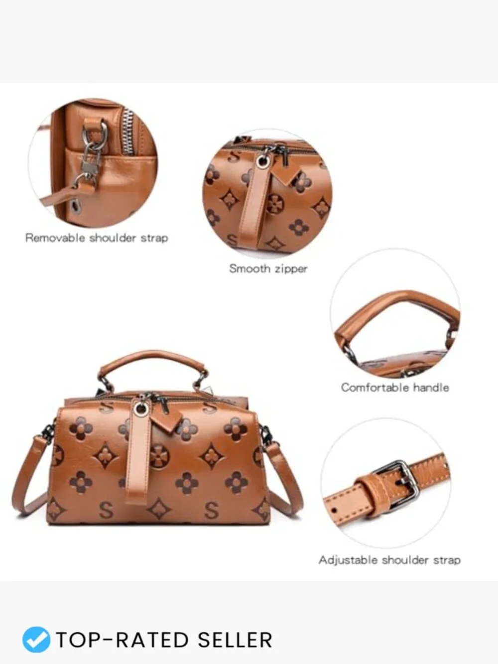 Small Embossed Top Handle Satchel Crossbody Bag Shoulder Purse Tote Clutch